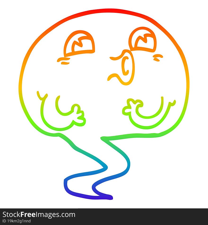 rainbow gradient line drawing spooky cartoon ghost