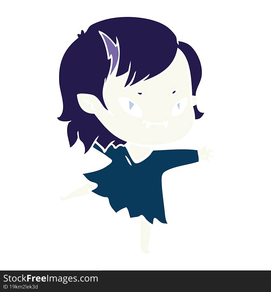 Flat Color Style Cartoon Friendly Vampire Girl