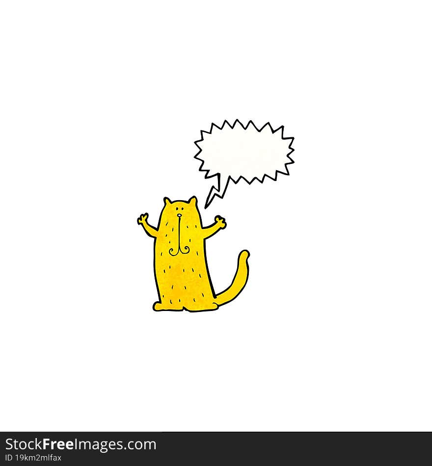 Funny Cartoon Cat With Speech Bubble