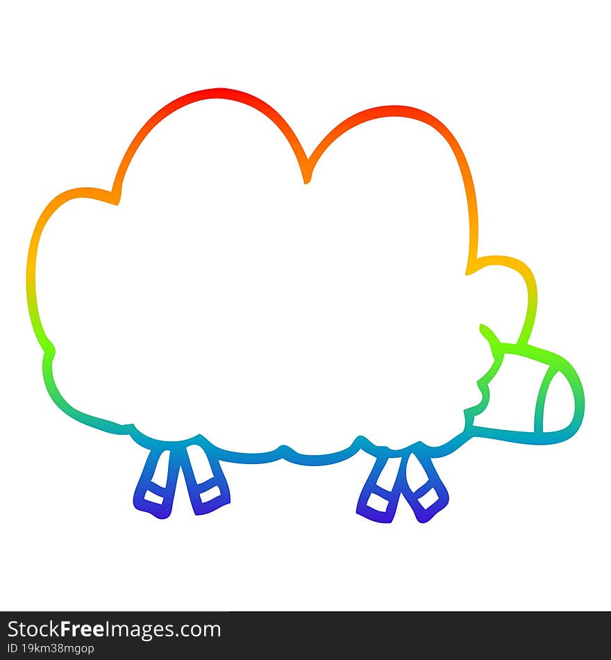 rainbow gradient line drawing cartoon sheep