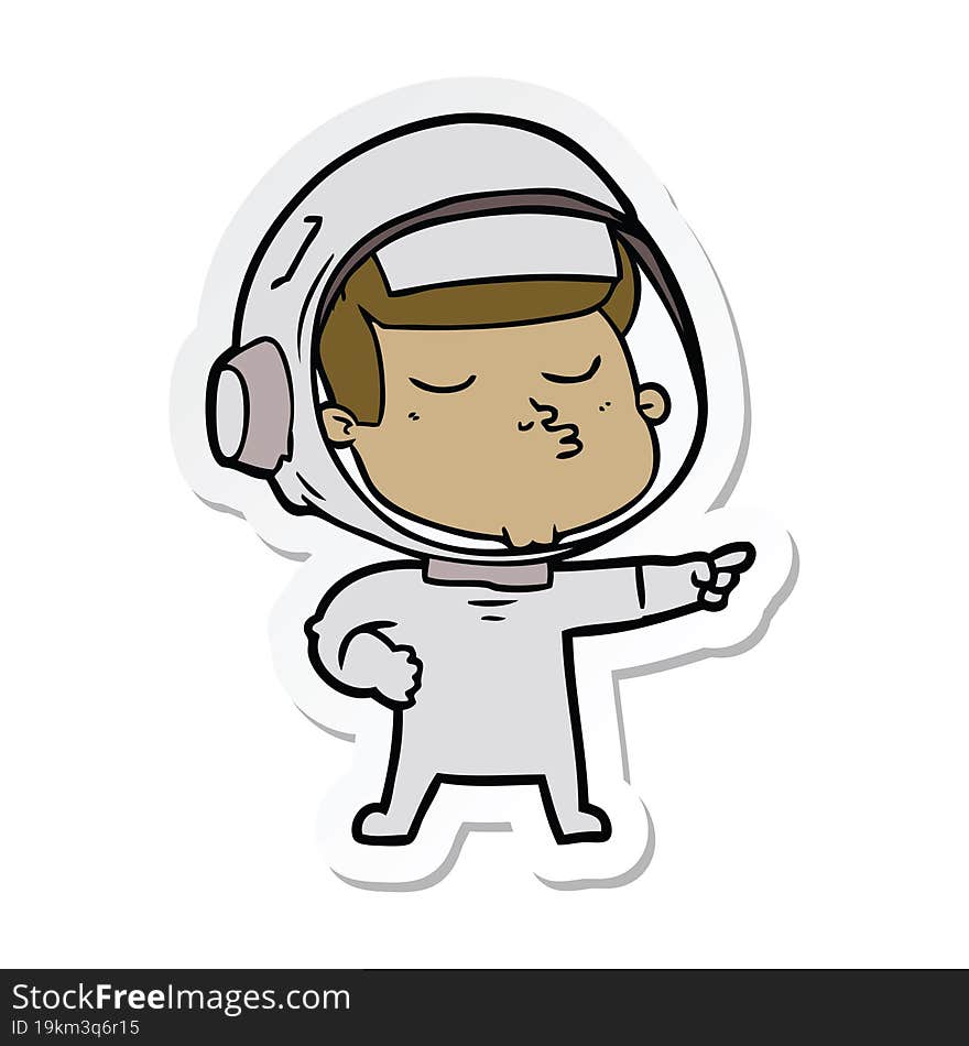 sticker of a cartoon confident astronaut