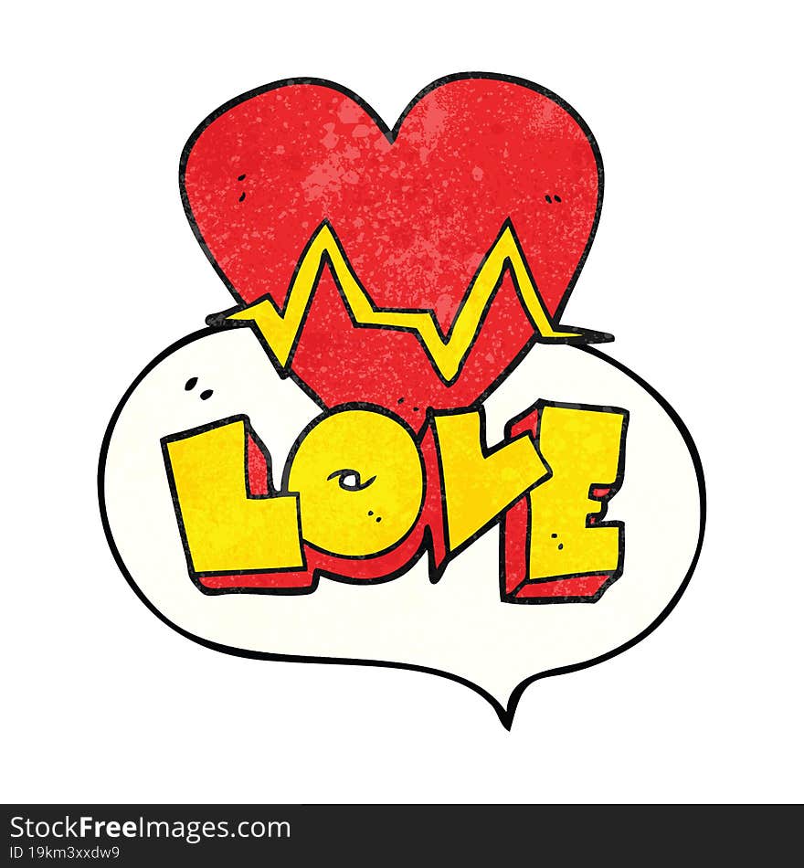 speech bubble textured cartoon heart rate pulse love symbol