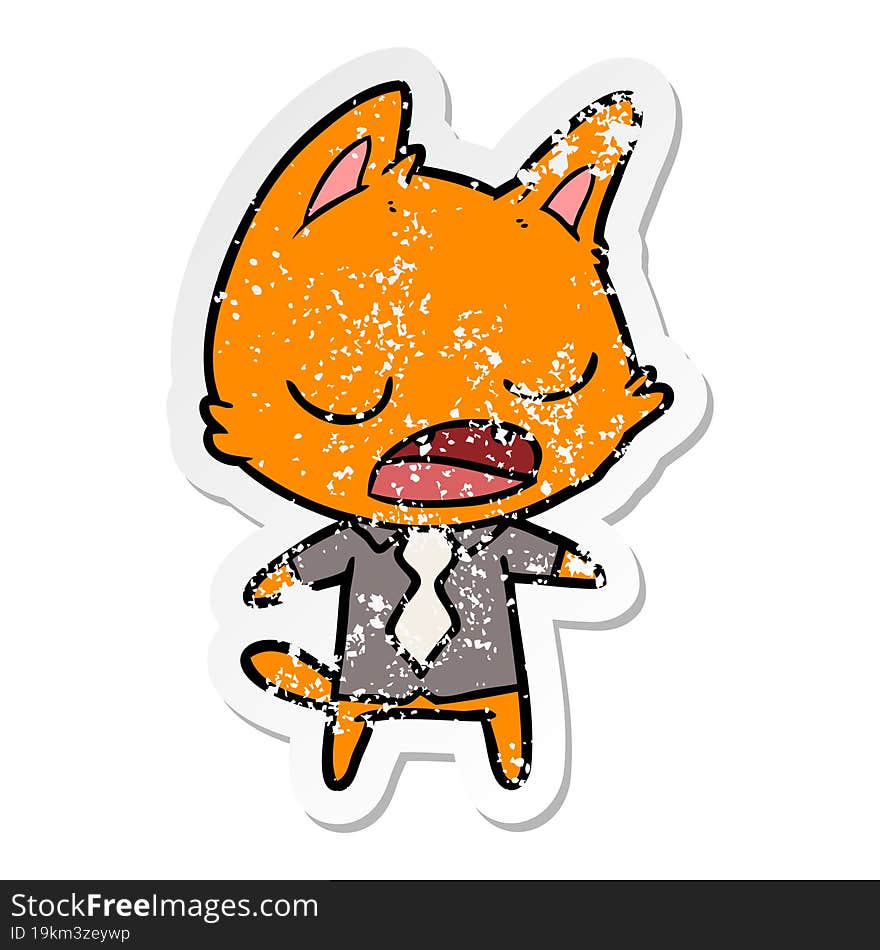 distressed sticker of a talking cat boss