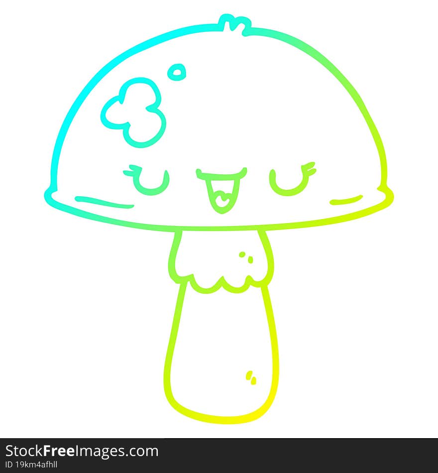 cold gradient line drawing of a cartoon mushroom