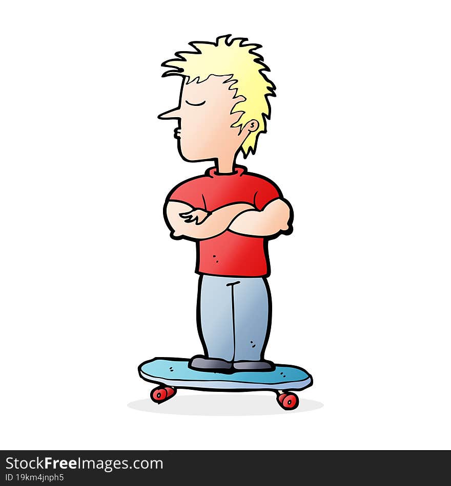 cartoon arrogant boy on skateboard