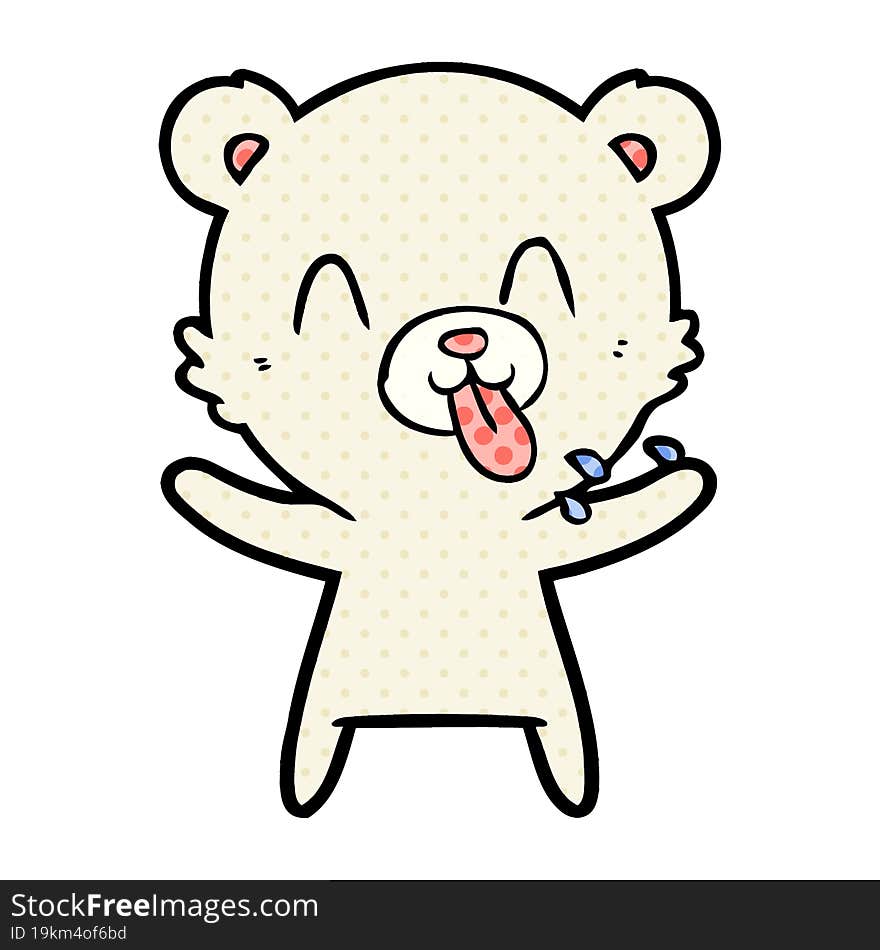 rude cartoon polar bear sticking out tongue. rude cartoon polar bear sticking out tongue