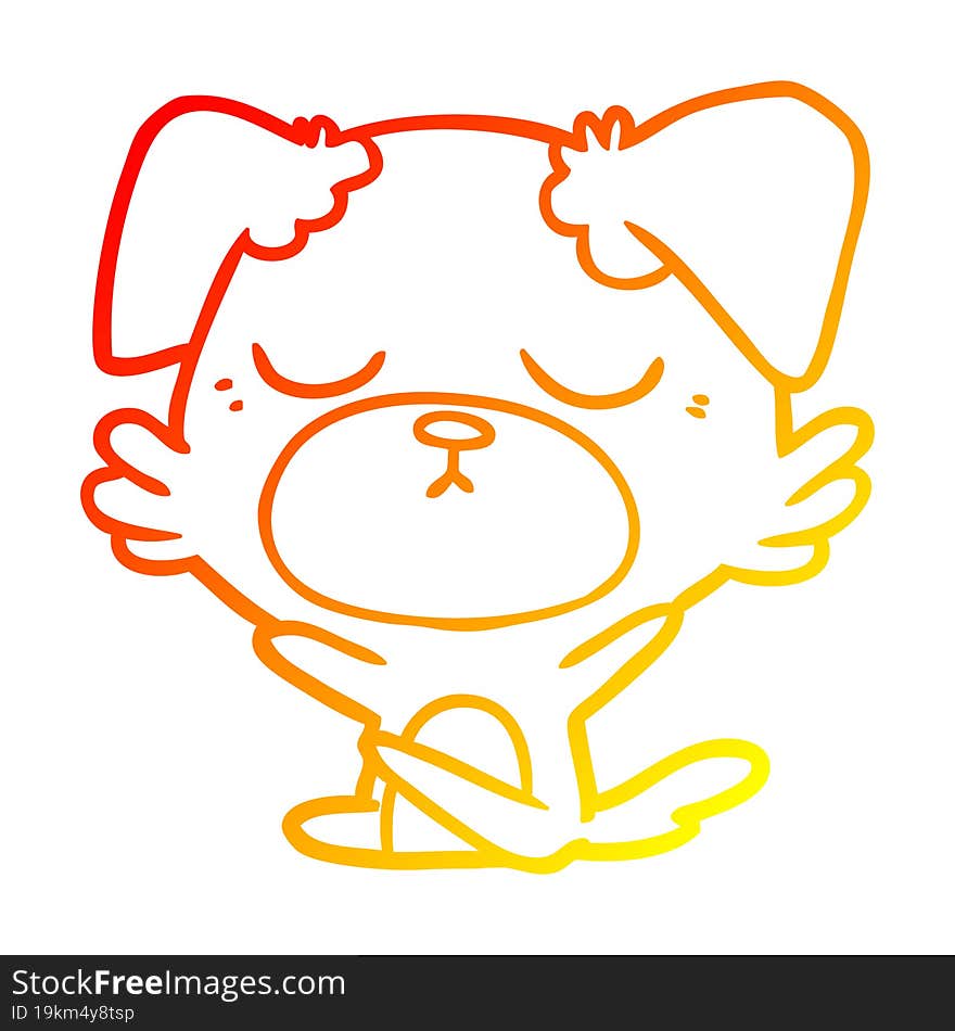 Warm Gradient Line Drawing Cute Cartoon Dog