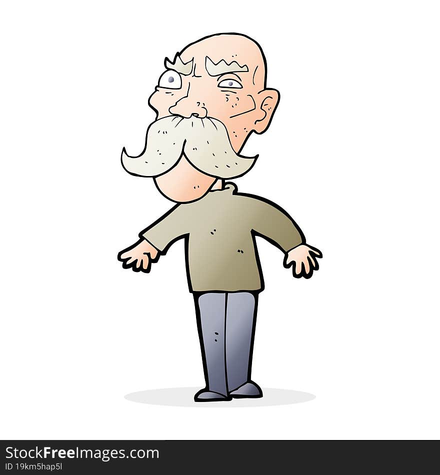 cartoon angry old man