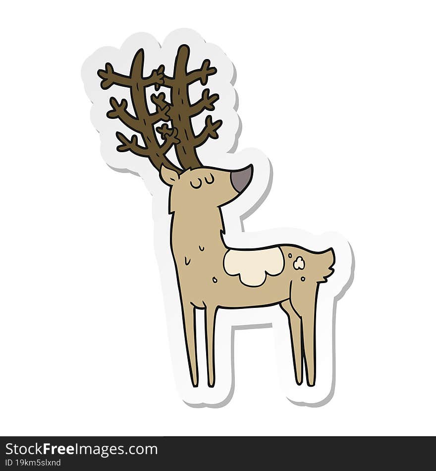 sticker of a cartoon stag