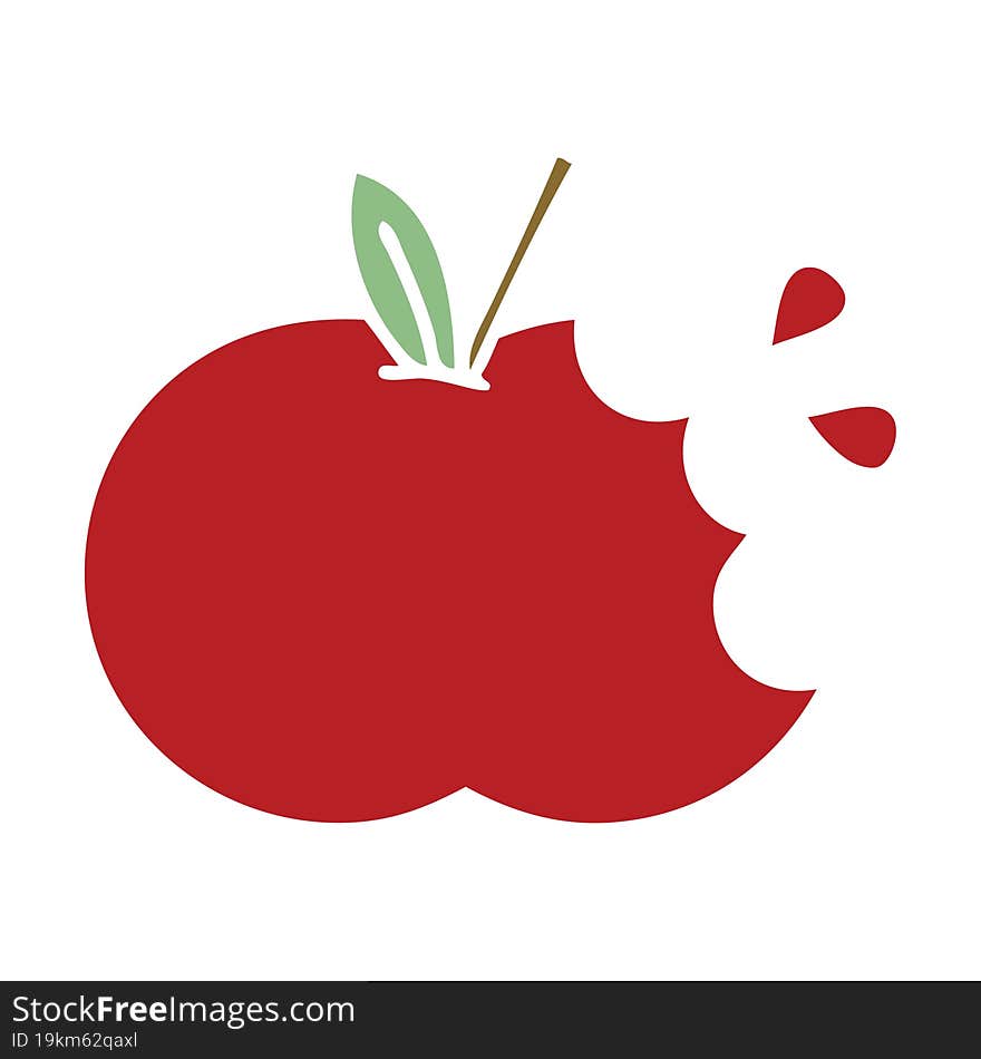 flat color retro cartoon red apple