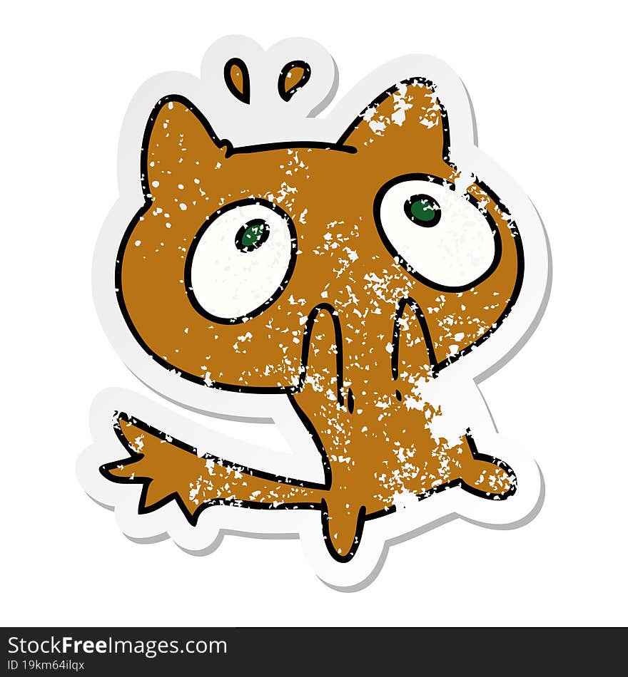 distressed sticker cartoon kawaii of a shocked cat