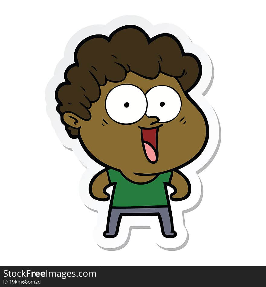 sticker of a cartoon happy man