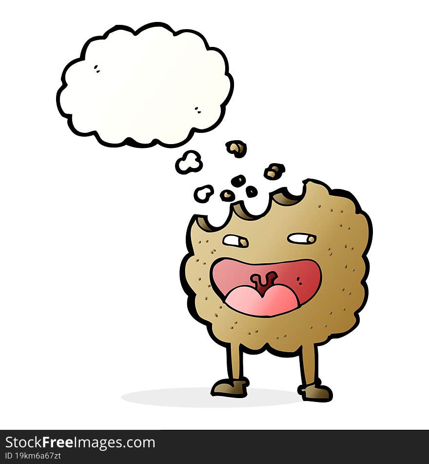 cookie cartoon character with thought bubble