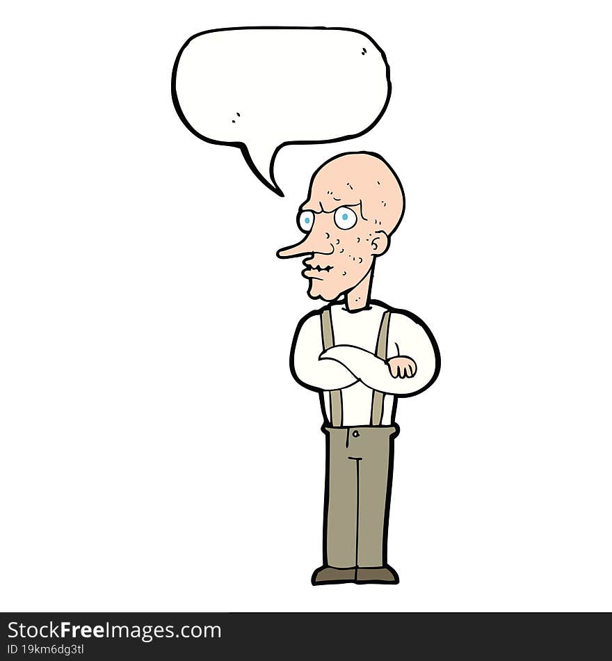 cartoon mean old man with speech bubble