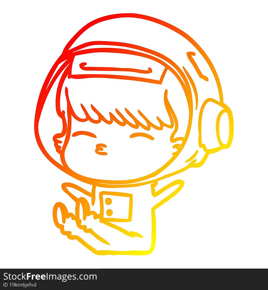 Warm Gradient Line Drawing Cartoon Curious Astronaut