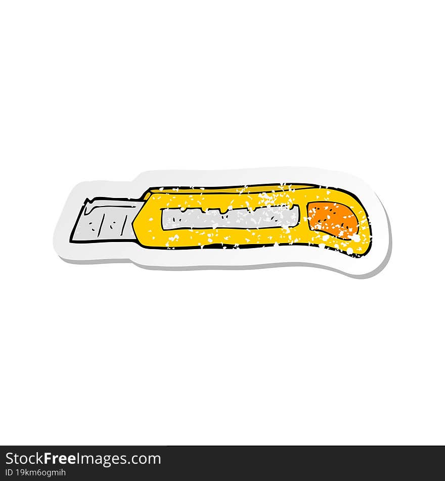 Retro Distressed Sticker Of A Cartoon Knife