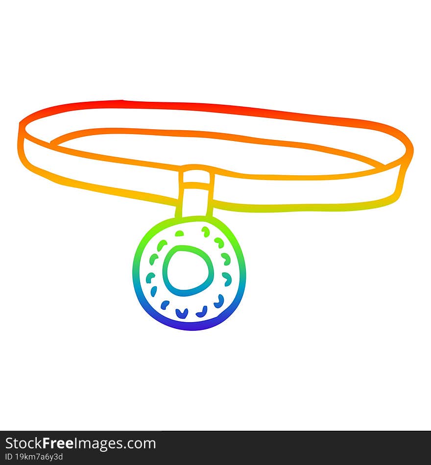 rainbow gradient line drawing of a cartoon dog collar