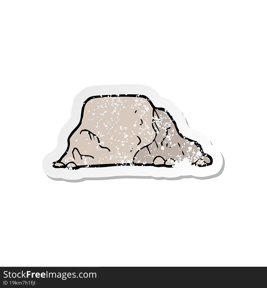 Retro Distressed Sticker Of A Cartoon Rock