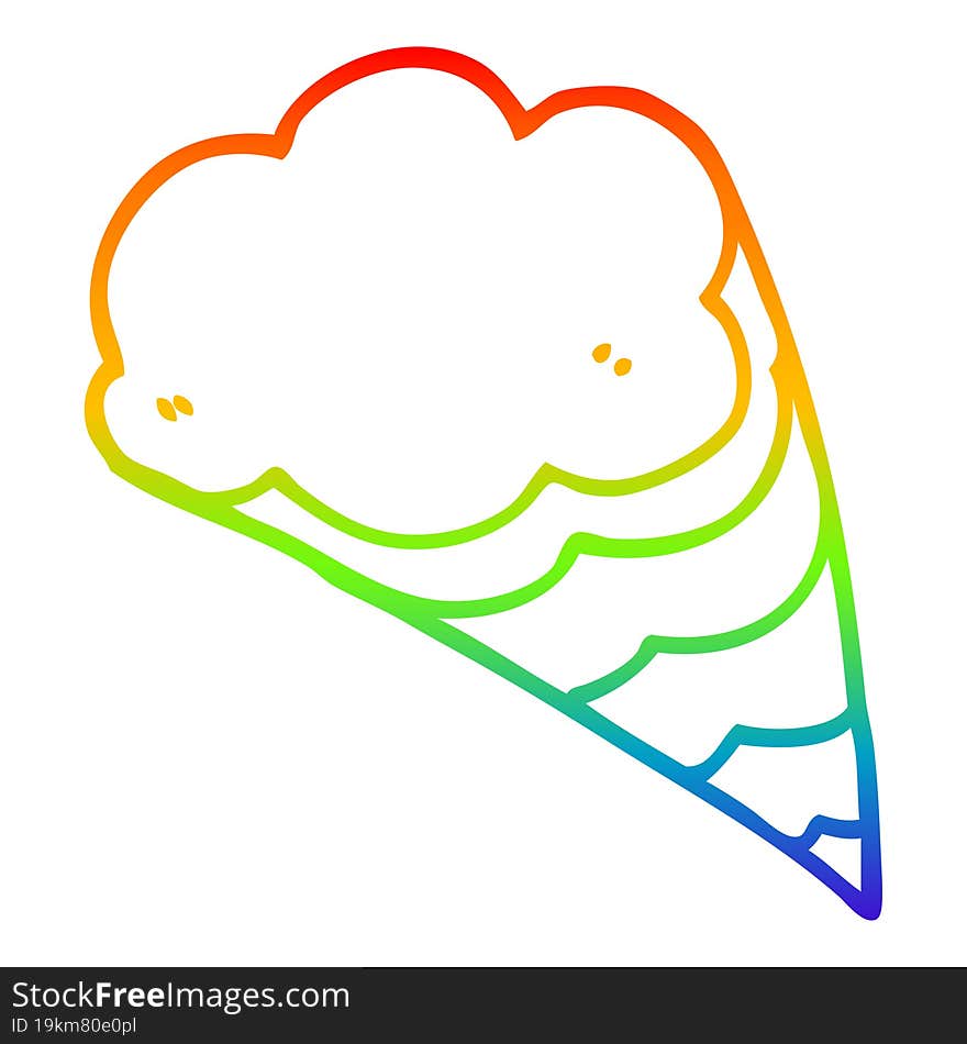 rainbow gradient line drawing cartoon decorative cloud element