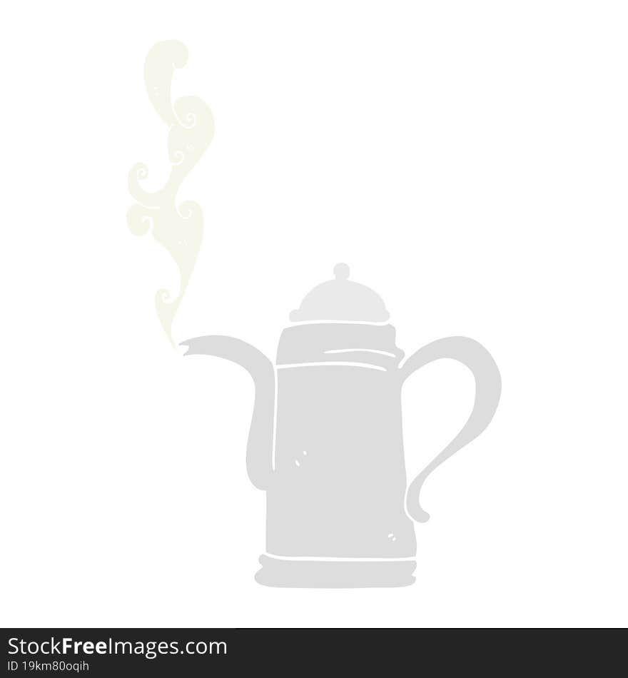 flat color illustration of a cartoon steaming coffee kettle