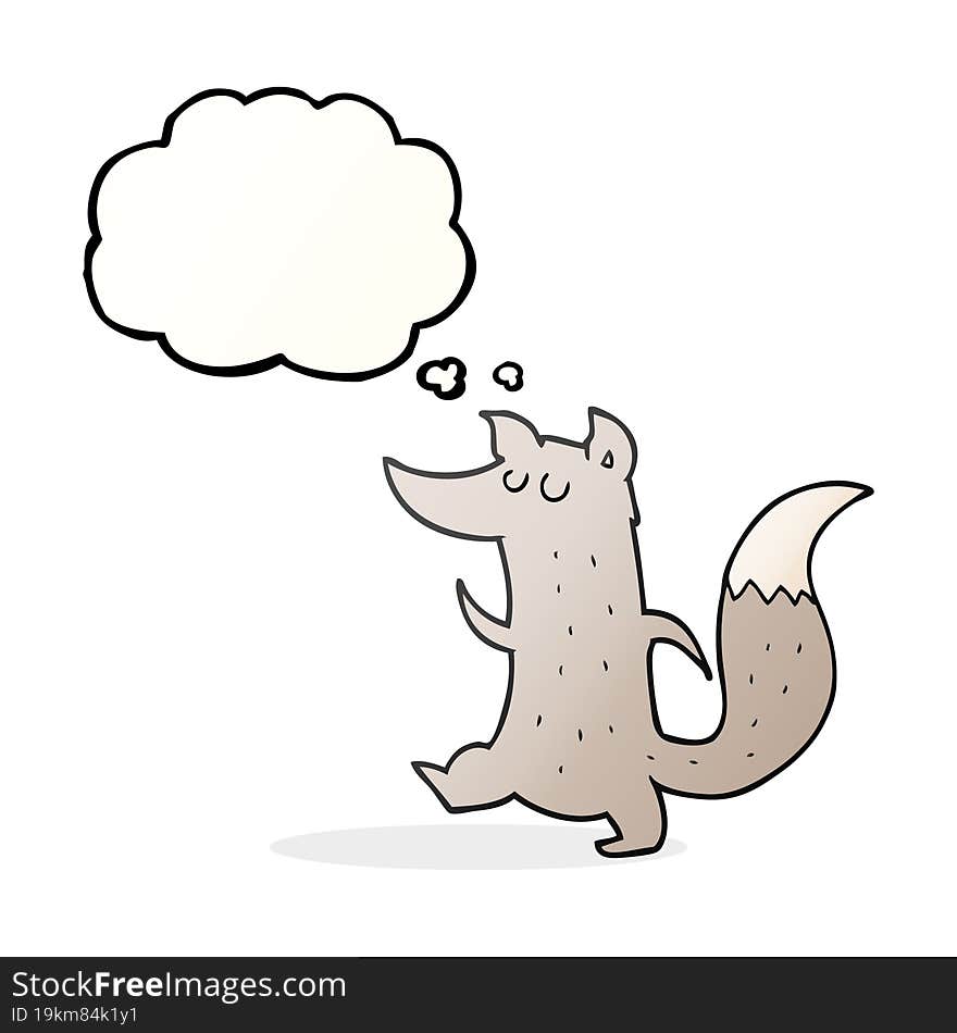 Thought Bubble Cartoon Cute Wolf