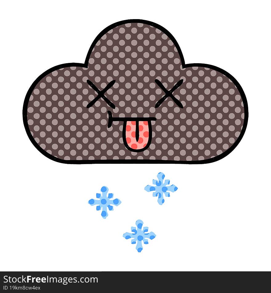 comic book style cartoon storm snow  cloud