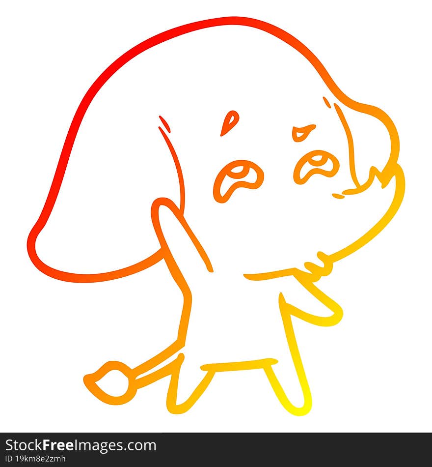 warm gradient line drawing cartoon elephant remembering