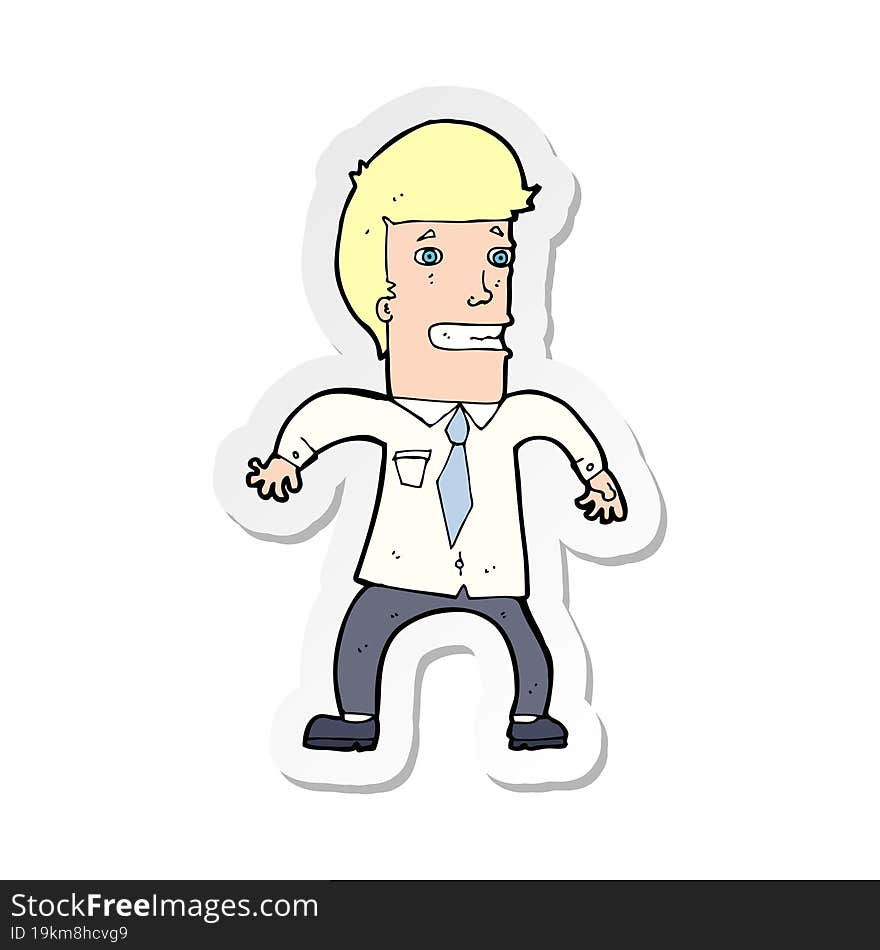 sticker of a cartoon nervous businessman