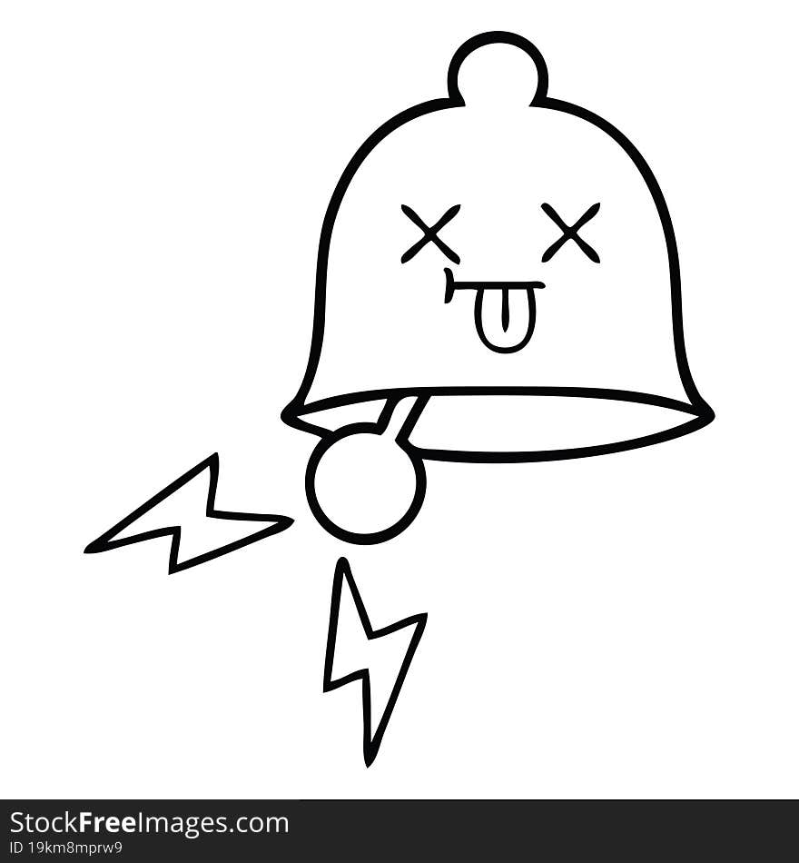 line drawing cartoon of a ringing bell