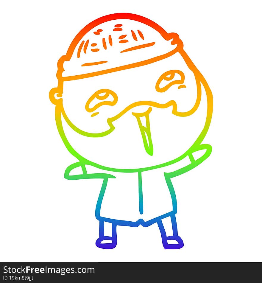 rainbow gradient line drawing cartoon happy bearded man