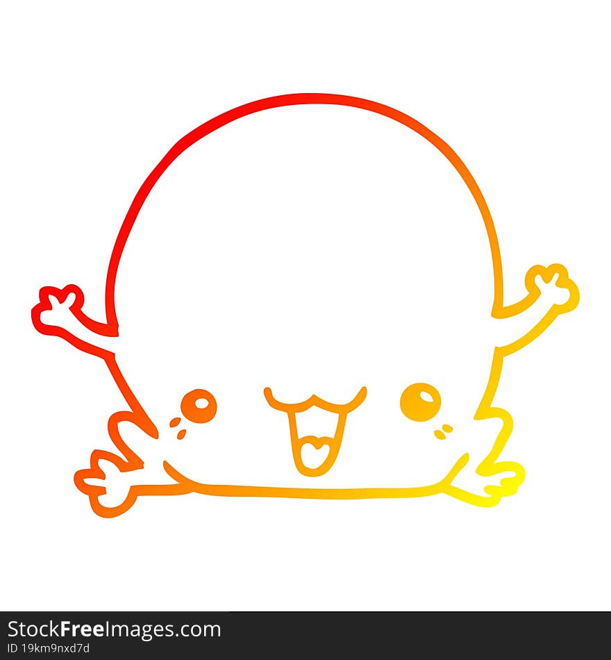 warm gradient line drawing of a cartoon frog