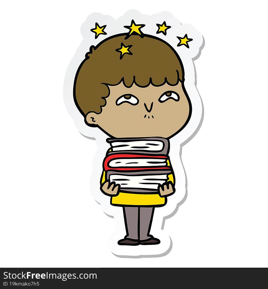 sticker of a cartoon amazed boy