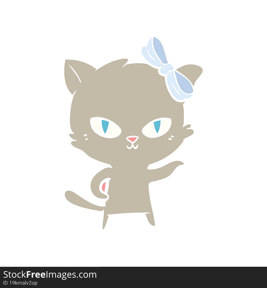 Cute Flat Color Style Cartoon Cat