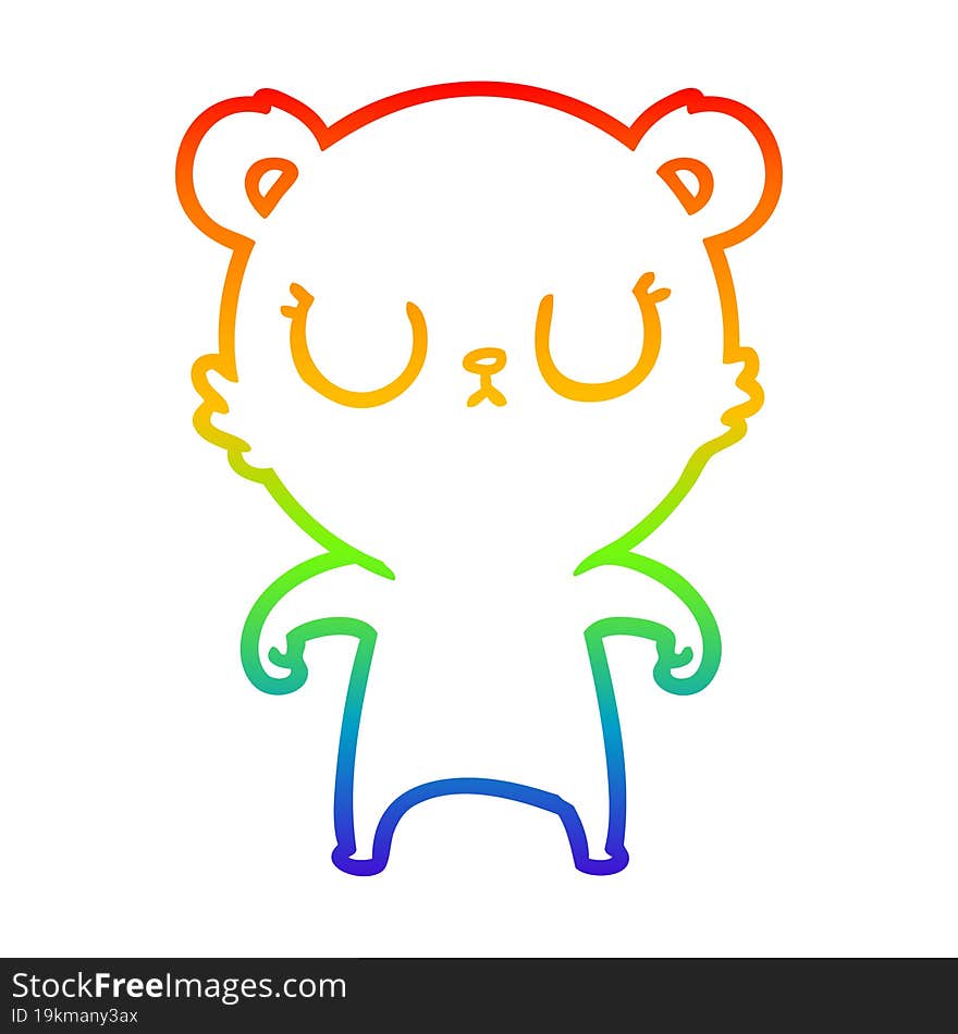 rainbow gradient line drawing peaceful cartoon bear