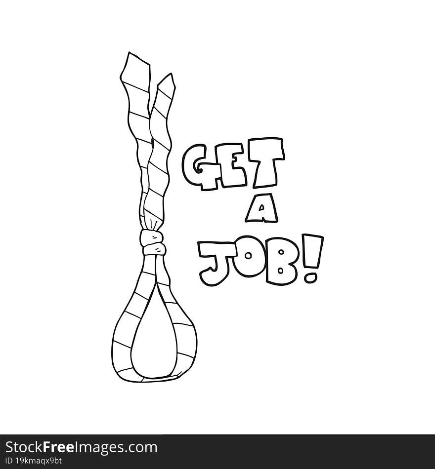 black and white cartoon get a job tie noose symbol