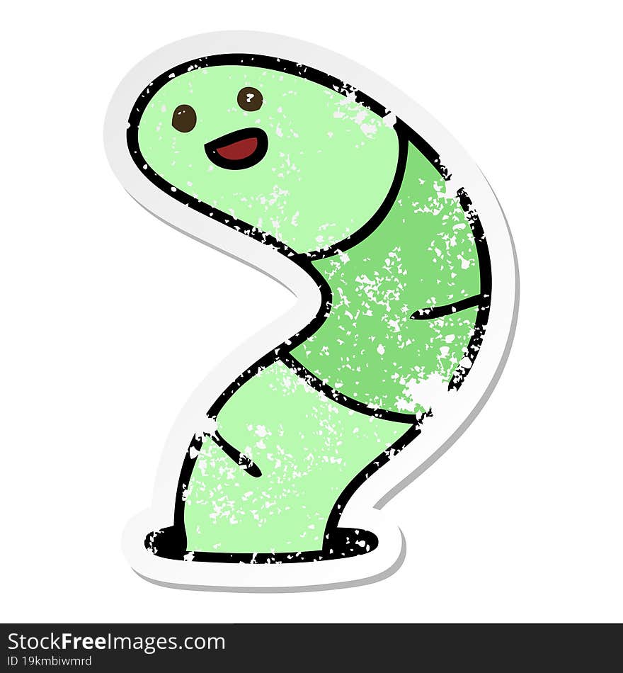 distressed sticker of a quirky hand drawn cartoon snake