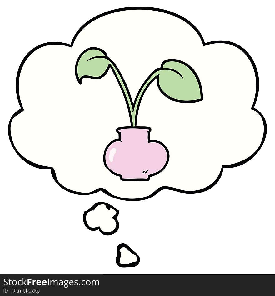 cartoon house plant with thought bubble. cartoon house plant with thought bubble