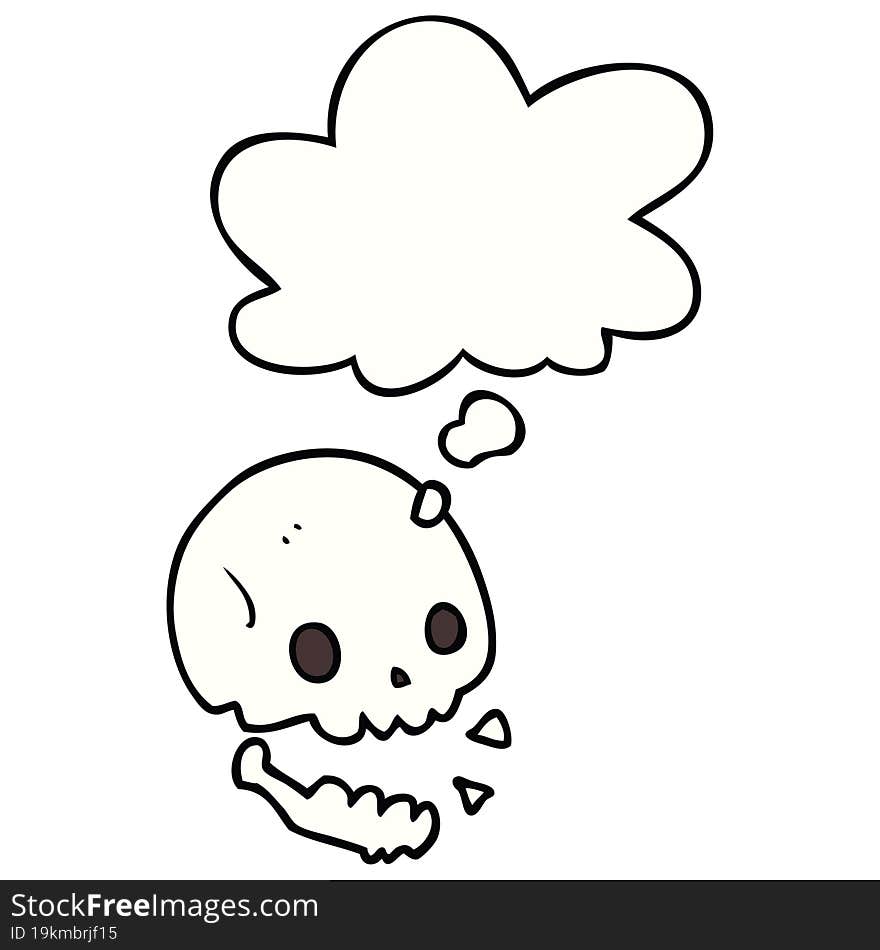 cartoon spooky skull with thought bubble. cartoon spooky skull with thought bubble