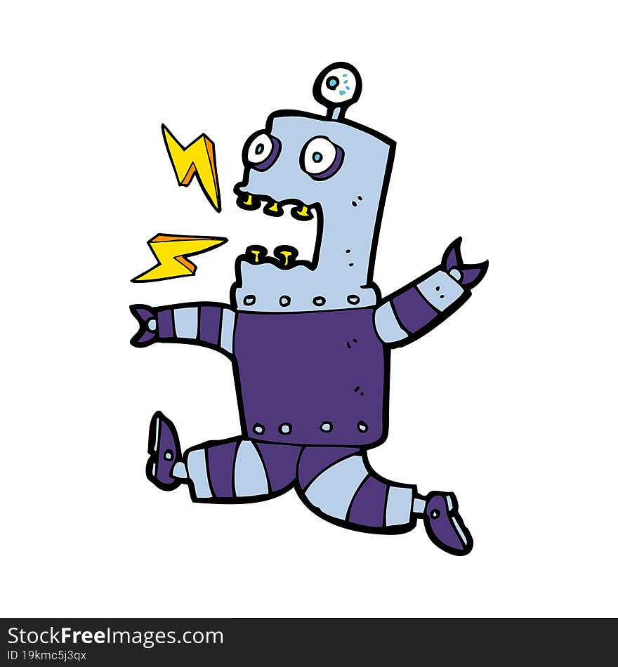 cartoon terrified robot