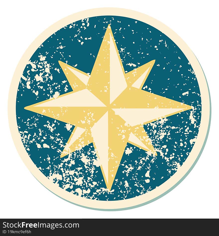 distressed sticker tattoo style icon of a star