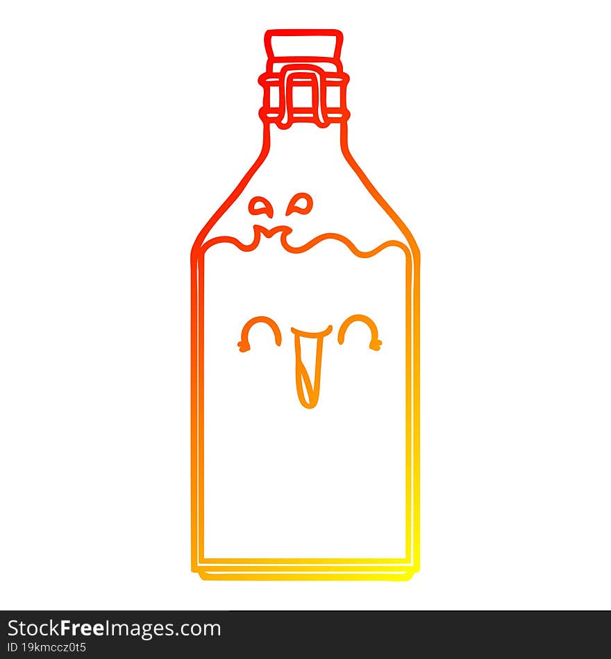 warm gradient line drawing cartoon old juice bottle