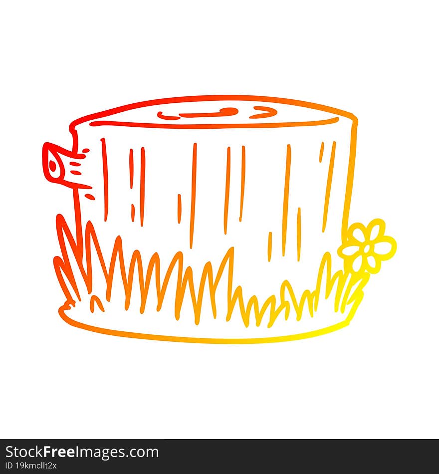 warm gradient line drawing cartoon tree stump