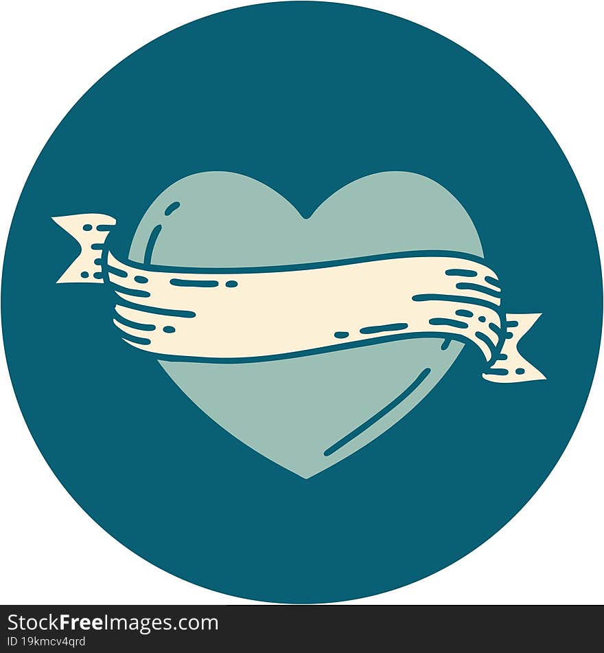 Tattoo Style Icon Of A Heart And Banner