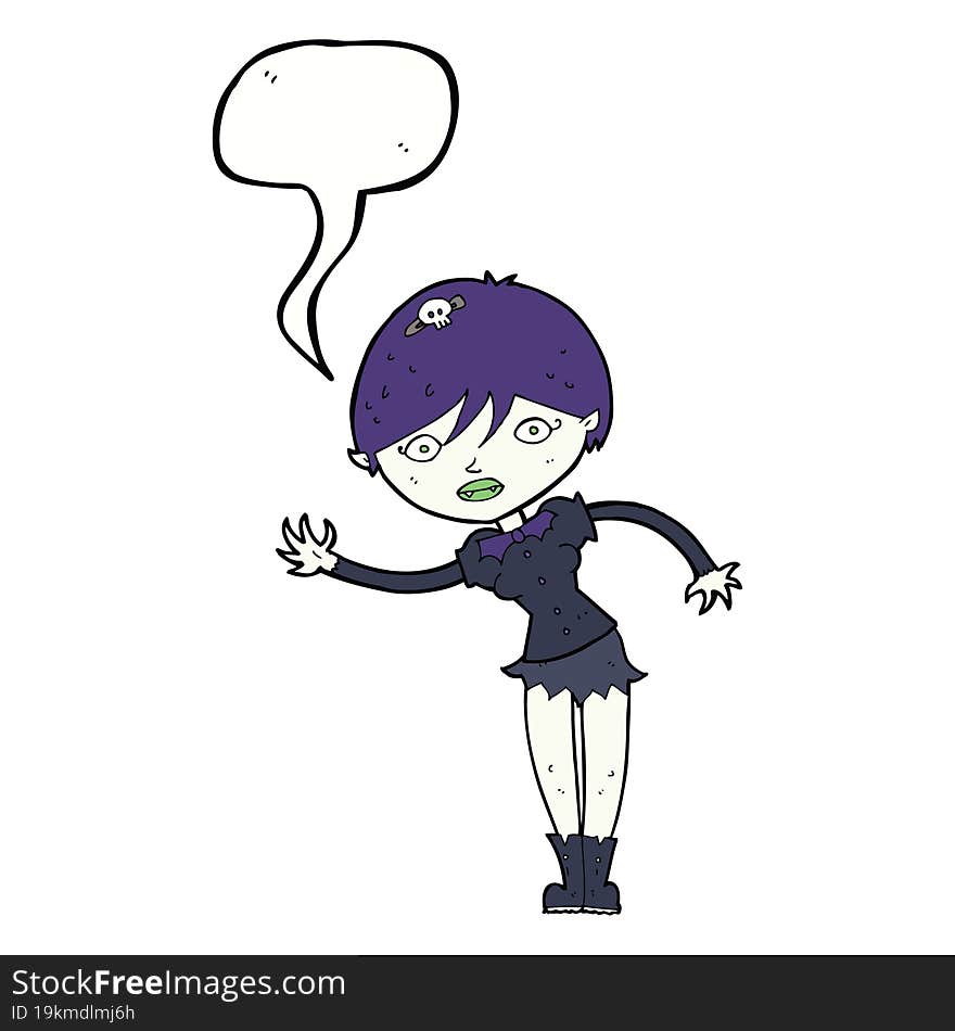 cartoon vampire girl with speech bubble