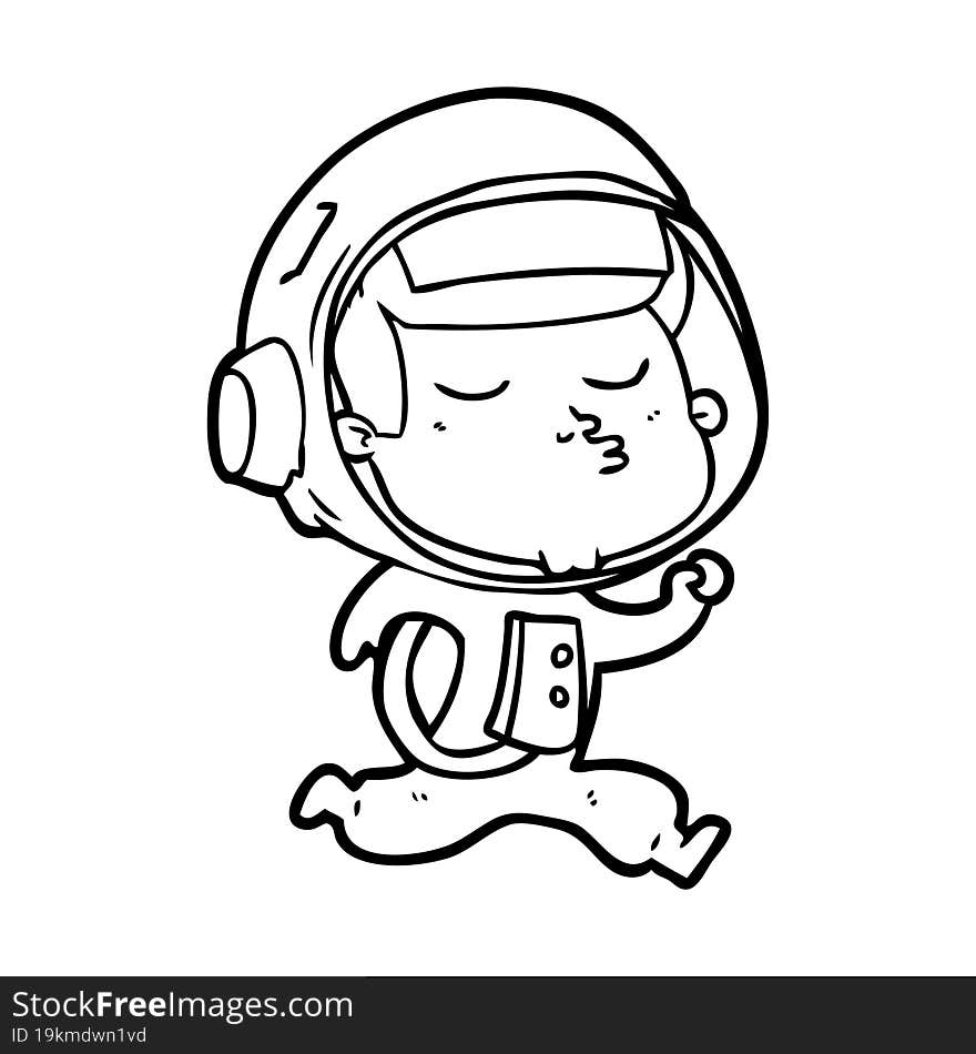 cartoon confident astronaut running. cartoon confident astronaut running