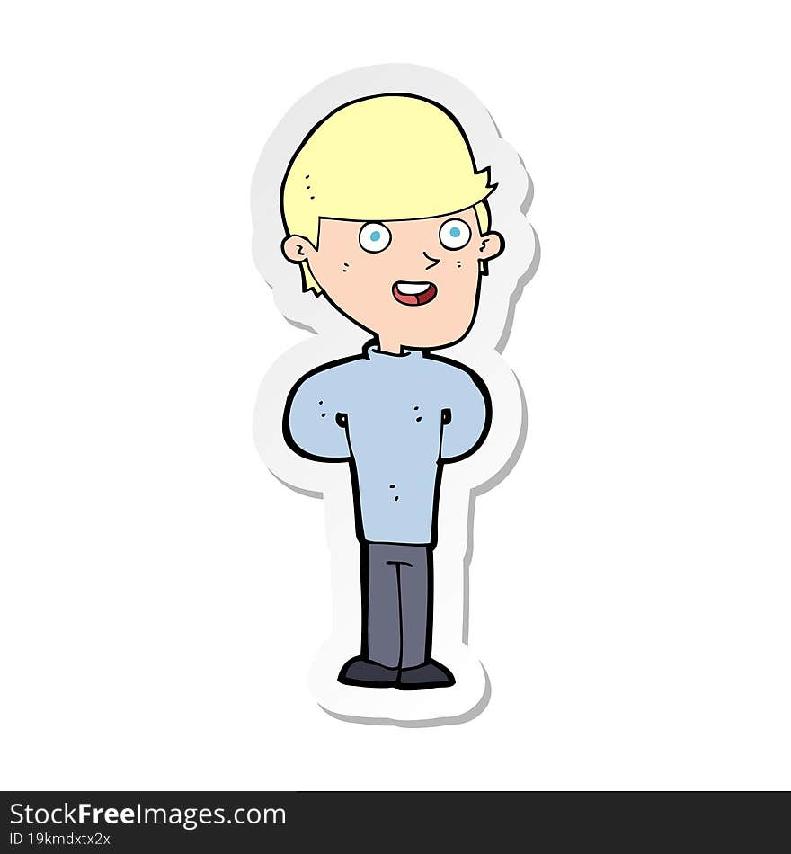 Sticker Of A Cartoon Happy Man