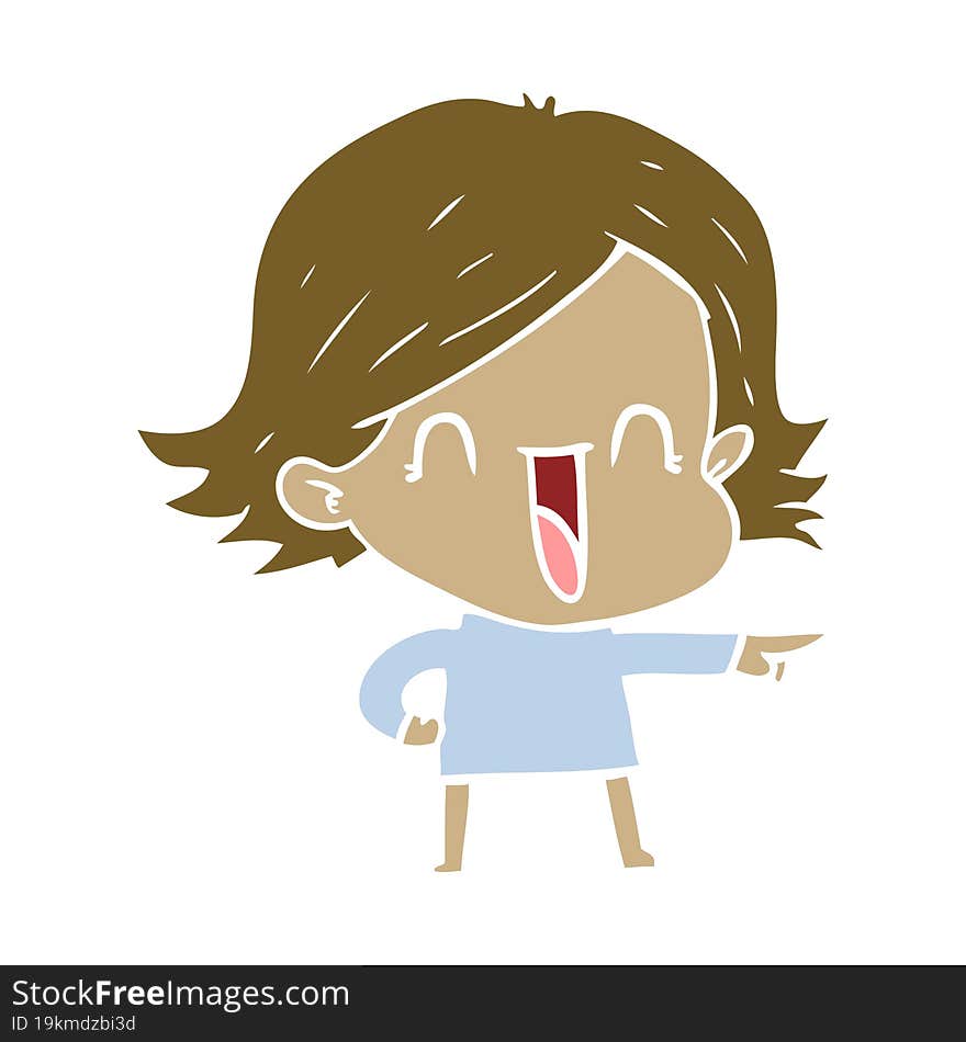 Flat Color Style Cartoon Laughing Woman