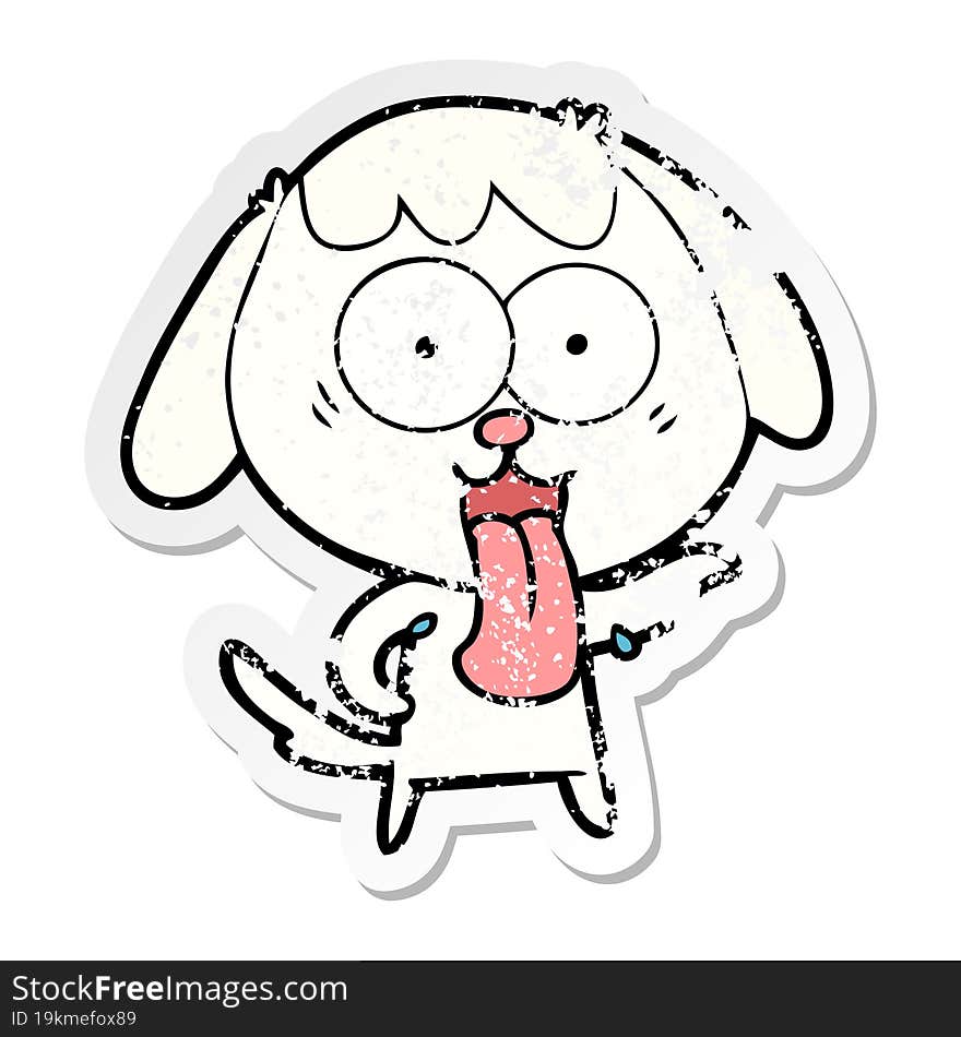 distressed sticker of a cute cartoon dog