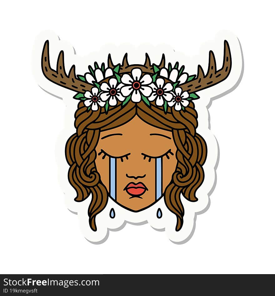 crying human druid sticker