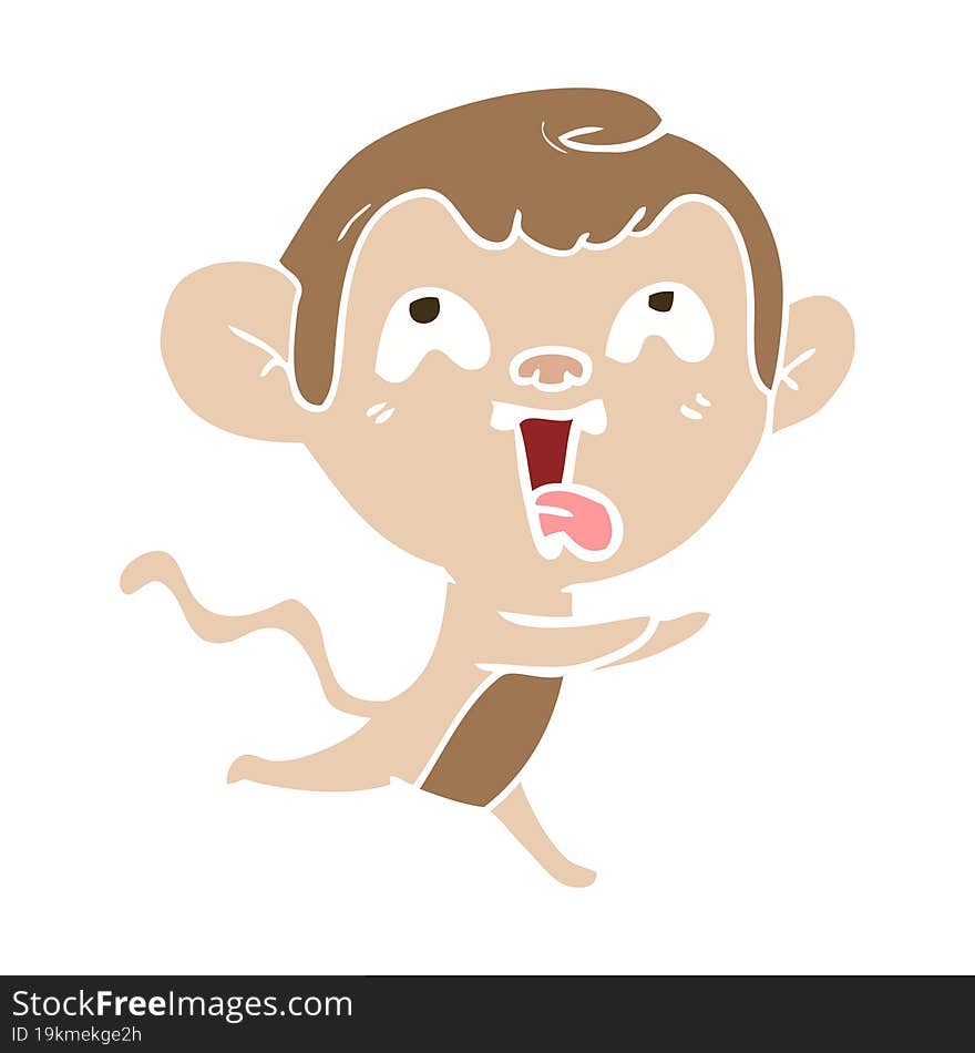 crazy flat color style cartoon monkey running